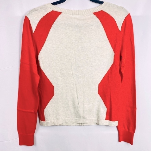 Cabi Women’s XSmall Cream & Orange Color Block Long Sleeve Button Down Cardigan - Picture 3 of 6